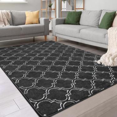 Imagem de Tapete Area Chicrug Shag Geometric Modern 120x180cm cinza escuro/branc