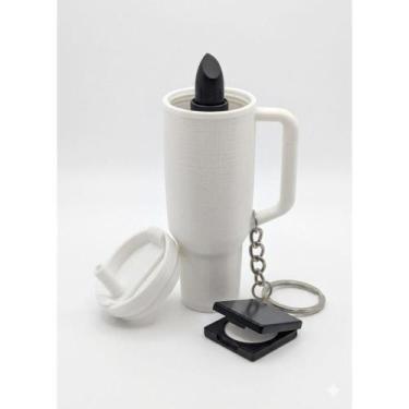 Imagem de CHAVEIRO COPO PORTA BATOM OU PROTETOR LABIAL 3D COM TAMPA ACESSÓRIO PO