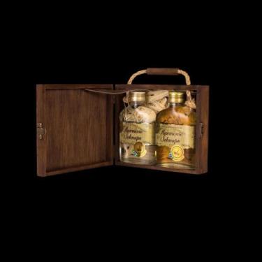 Imagem de Kit Madeira Cachaça Harmonie Schnaps  2 Garrafas 160ml
