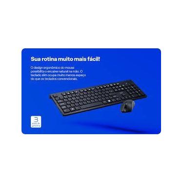 Imagem de Kit Teclado e Mouse Sem Fio Comfort Com Conexão USB 1200 DPI Multi TC2
