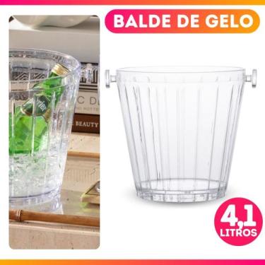 Imagem de Balde para Gelo 4,1 Litros Transparente de Acrílico Médio Pequeno Linh