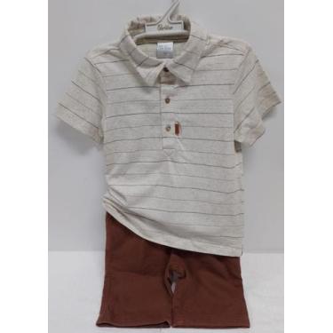 Imagem de Conjunto Menino Camisa Linho + Bermuda Sarja Paraiso 17137, Marrom, 6 
