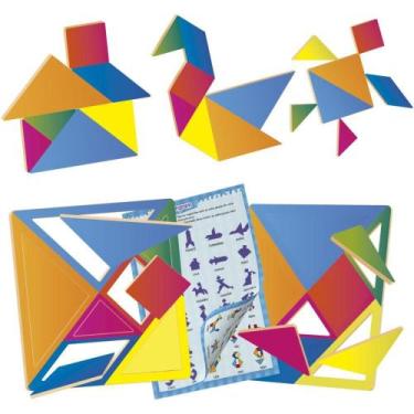 Imagem de Brinquedo Pedagogico Madeira Tangram 14 Pecas 65 Figurinhas - Brinc. d