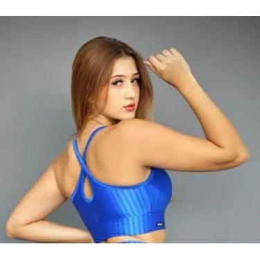 Imagem de Top cropped bojo fixo crisna k2b cirrê 3d poliamida, M=38/40, Azul bic