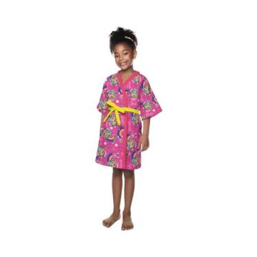 Imagem de Roupão Aveludado Infantil Quimono Estampado Barbie G,M,P,PP - Lepper, 