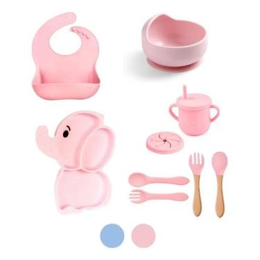 Imagem de Conjunto de Silicone para Alimentação Baby Style - Elefantinho Rosa - 