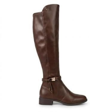 Imagem de Bota Feminina Cano Alto MIssissipi Salto Quadrado J1091, Marrom, 36