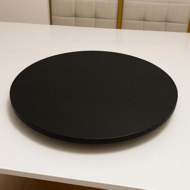 Imagem de Centro de Mesa Prato Giratório 60cm MDF Sistema Rotativo Preto Lubrano Decor