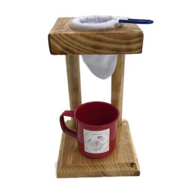Imagem de Filtro De Café Com Xicara Suporte De Madeira - Artesanal - ds