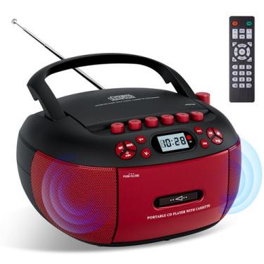 Imagem de Reprodutor portátil de CD e cassete CTDZLED com Bluetooth e rádio FM
