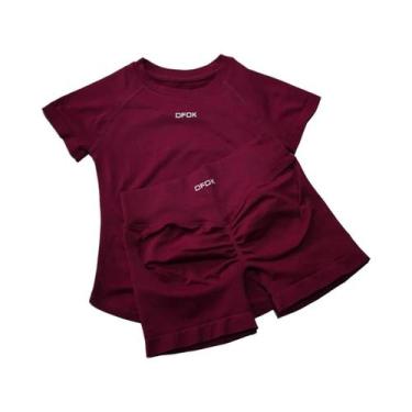 Imagem de Conjunto Esportivo Feminino De Secagem Rápida Sem Costura 2 Peças: Top