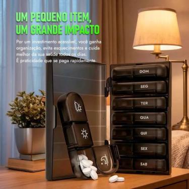 Imagem de Caixa Organizadora Porta Comprimido Remédio Semanal Triplo Cor Preto 7