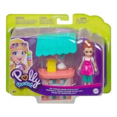 Imagem de Polly Pocket Ice Cream Stand Lila Brinquedo Infantil Carrinho de Sorve