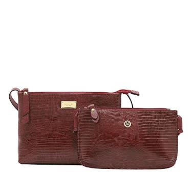 Imagem de Kit Bolsas Transversais de Couro Legítimo Mariart 2190 + 201l (Vermelha)