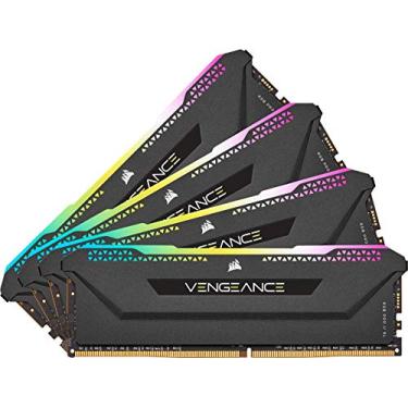 Imagem de Memória Corsair Vengeance RGB PRO SL - 32GB(4x8GB), DDR4, 3200Mhz, C16, Preto - CMH32GX4M4E3200C16