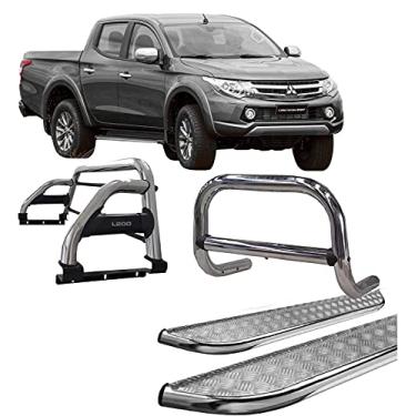 Imagem de Kit Quebra Mato+Estribo Chapa +Santo Anto H2 L200 20 Cromado