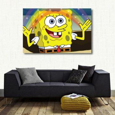 Imagem de Quadro Infantil Bob Esponja decorativo Tela em Tecido