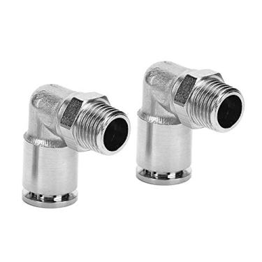 Imagem de Garosa 2 peças Latão niquelado Encaixe rápido Conector de pressão pneumático Encaixe do tubo Linha de ar Adaptador de ângulo reto reto BSPP Rosca externa (1/4"), Componentes auxiliares pneumáticos