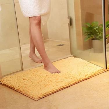 Imagem de Tapete de banheiro de chenille luxuoso, tapete de banho antiderrapante absorvente de água macio tapetes de microfibra Shaggy lavável à máquina, tapete pequeno extra grosso para chuveiro 20x63 polegadas/50x160 cm
