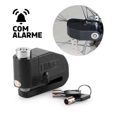 Imagem de Cadeado Trava Disco Moto e Bike com Alarme Luatek