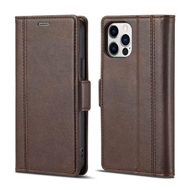 Imagem de Capa carteira para iPhone 13 Mini/13/13 Pro/13 Pro Max, capa de couro carteira flip com compartimentos para cartão Kickstand magnético Folio capa protetora, marrom, 13 15,5 cm