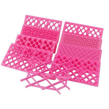 Imagem de Molde de relevo de bolo, 9 pacotes de diferentes padrões em relevo, conjunto de cortador de biscoito de flor de renda, moldes de biscoito em forma de diamante, decoração de cupcake