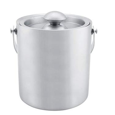 Imagem de Balde de gelo isolado com tampa e al?as, balde de gelo de parede dupla de a?o inoxid¨¢vel isolado para bar de coquet¨¦is, festas de casamento e buffet(2L), Balde de gelo Baldes para festas Bar coqu