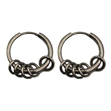 Imagem de Brinco Masculino Argola com Pingente Furo 1 par