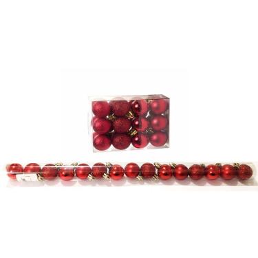 Imagem de Kit 15 Mini Bolas Natal Vermelha Glitter, Fosca, Lisa 3cm - Master Christmas