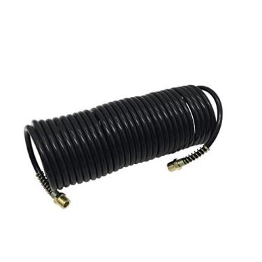 Imagem de Mangueira de Recuo Mangueira de Ar de Recuo Mangueira de Bobina de Poliuretano Portátil de 1/4" com Conexões MNPT de 1/4" para Compressor de Ar, Pulverizador e Uso Industrial 7,5 m (Preto)