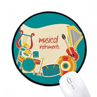 Imagem de DIYthinker Fone de ouvido bateria instrumentos musicais padrão mouse pad desktop escritório tapete redondo para computador