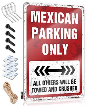 Imagem de Placas de decoração Mexican Parking Only Placa de lata Mancave Sinais e Decoração Decoração Decoração de pátio ao ar livre (Tamanho : 20X30cm)