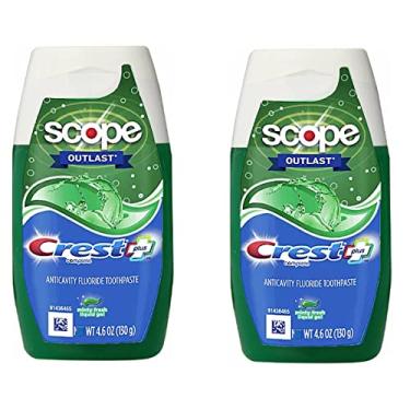 Imagem de Crest Pasta de dente com controle de tártaro para clareamento plus scope, gel líquido fresco mentado, 130 g - pacote com 2