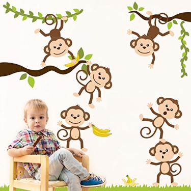 Imagem de Adesivo de Parede Quarto Infantil Macacos Amigos