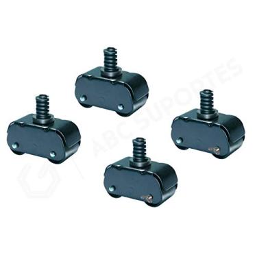 Imagem de Pés Rodízio Extra Forte para Geladeira/Fogão Kit Com 04 Un (Preto)