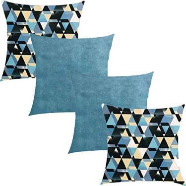 Imagem de Kit 4 Capas de Almofadas Composê Azul Sapucaia e Azul Evolution 45x45cm