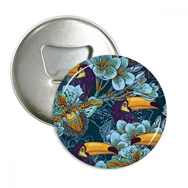 Imagem de Emblema multifuncional de abridor de garrafa de animal com padrão contínuo quadrado de orquídea