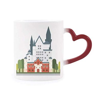 Imagem de Caneca alemã New Swan Castle arquitetura sensível ao calor caneca vermelha muda de cor