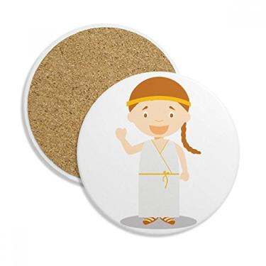 Imagem de Vestido longo branco Grécia desenho animado copo copo copo caneca mesa proteção pedra absorvente