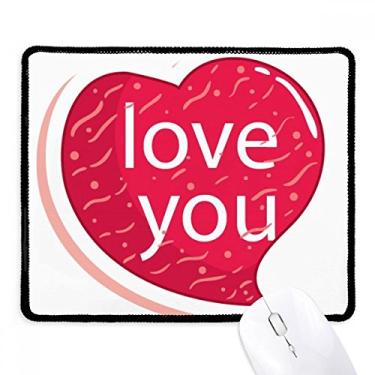 Imagem de Mousepad dia dos namorados rosa coração I Love borda costurada tapete de borracha para jogos