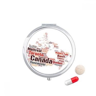 Imagem de Mapa do Canadá com nomes de cidades e pontos de referência, porta-comprimidos, caixa de armazenamento de medicamentos