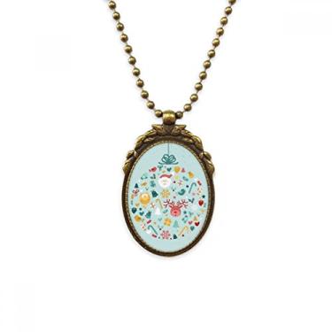 Imagem de DIYthinker Colar de Natal Papai Noel, alce, azul, antigo, pingente de contas vintage