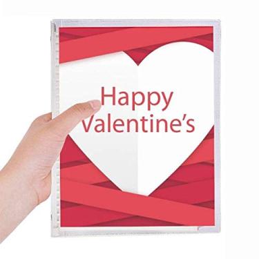 Imagem de Caderno Happy Valentine's Day com listras vermelhas, folhas soltas, diário recarregável, papelaria