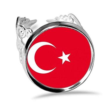 Imagem de DIYthinker Anel de noivado ajustável com a bandeira nacional da Turquia