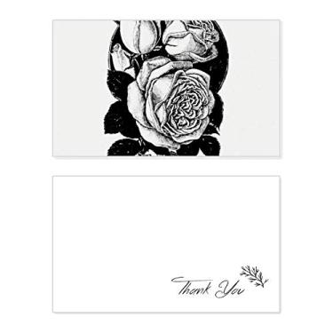 Imagem de Caderno com estampa de plantas de rosas e cartão de agradecimento de aniversário para saudações de casamento