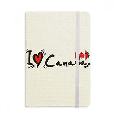 Imagem de Caderno com a palavra I Love Canada com estampa de coração, capa dura em tecido oficial