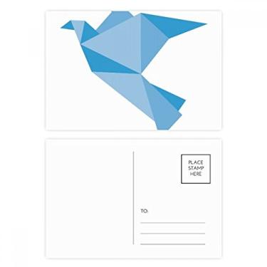 Imagem de Cartão postal Origami abstrato com padrão de pombo azul, cartão de felicitações de aniversário