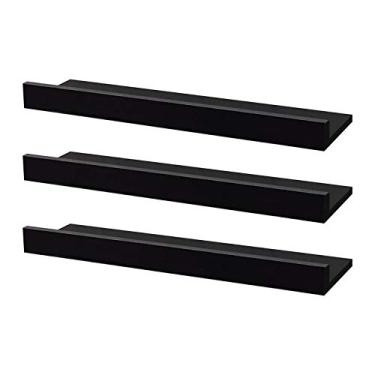 Imagem de Kit 3 Prateleiras Porta Quadros 80 x 15cm Preta Suporte Invisível