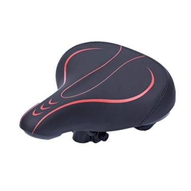 Imagem de Almofada de absorção de choque com sela de bicicleta confortável com lanterna traseira da LIOOBO (preto vermelho)