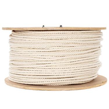 Imagem de Corda 100% algodão natural branco torcido – Artesanato, Decorações – 3/16, 7/32, 1/4, 5/16, 3/8, 5/8, 3/4, 1, 1 1/4, 1 1/2 polegadas de diâmetro – 10, 25, 50, 100, 300 pés de comprimento, 1in X 100ft